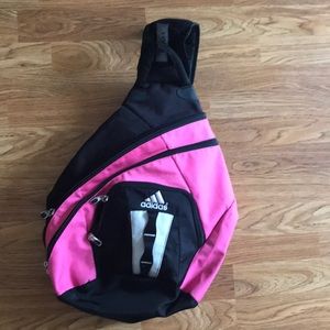 Black and Pink Adidas One Shoulder Sling Backpack